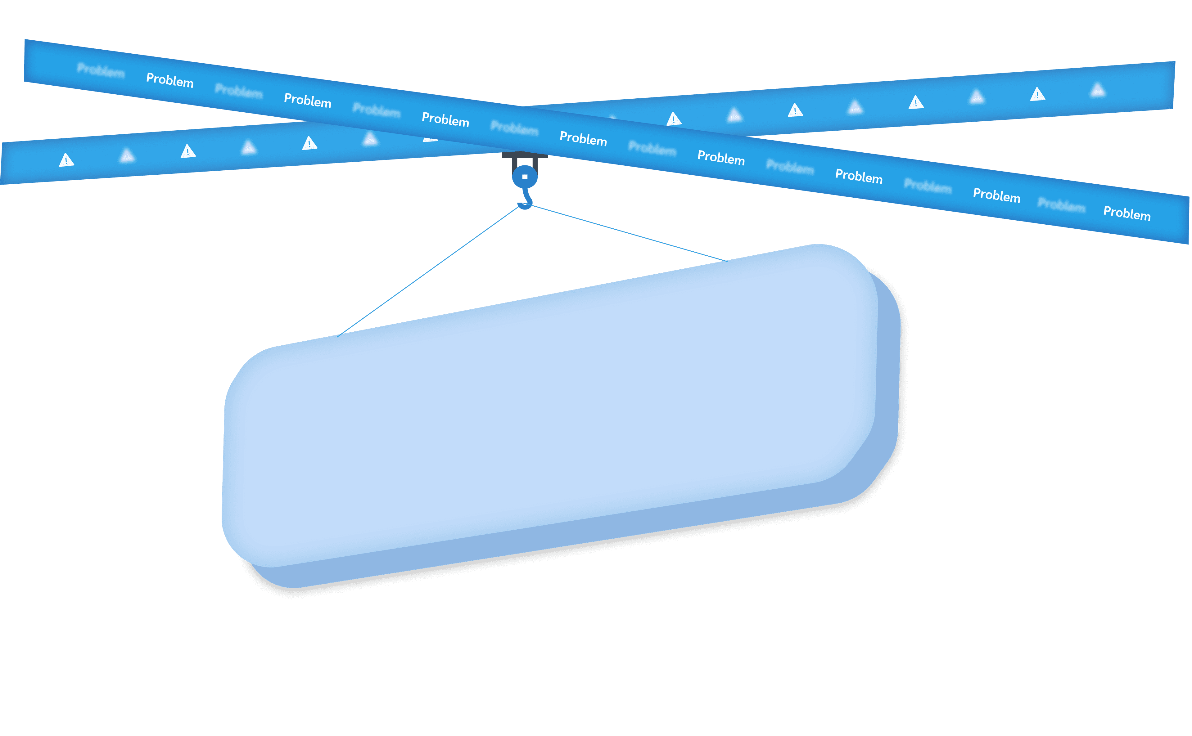Problem artwork with ribbons, hook and card