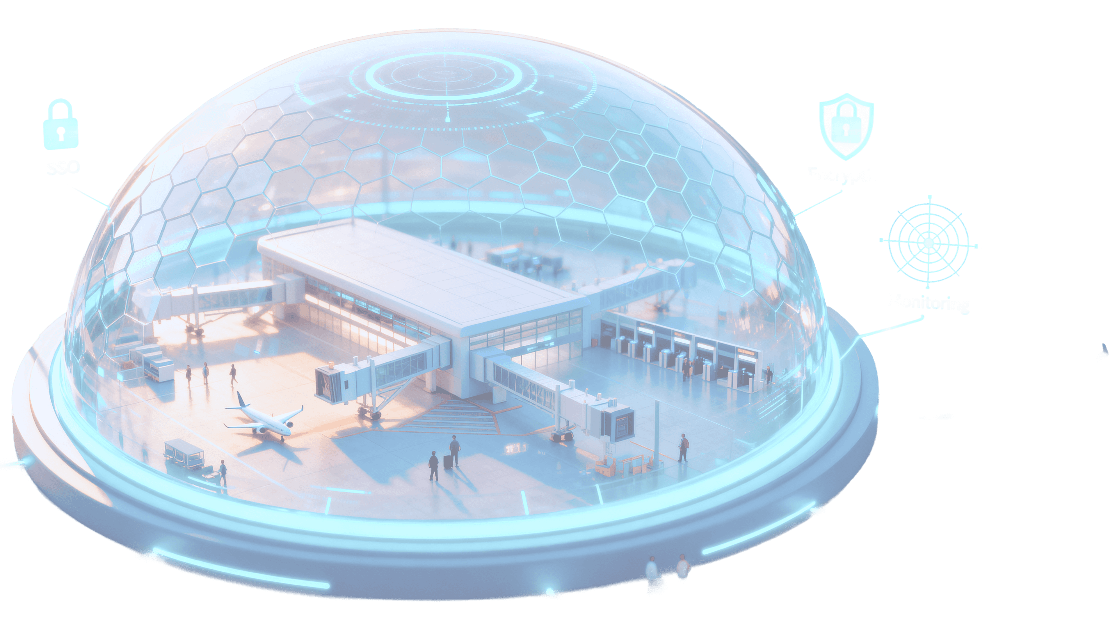 Dome secure airport illustration